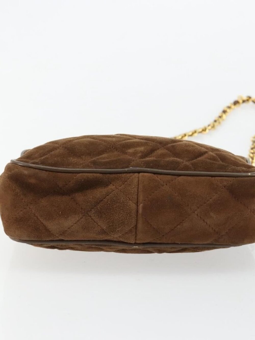 CHANEL Matelasse Chain Shoulder Bag Suede Brown Gold CC Auth BA12895 - Picture 6 of 15